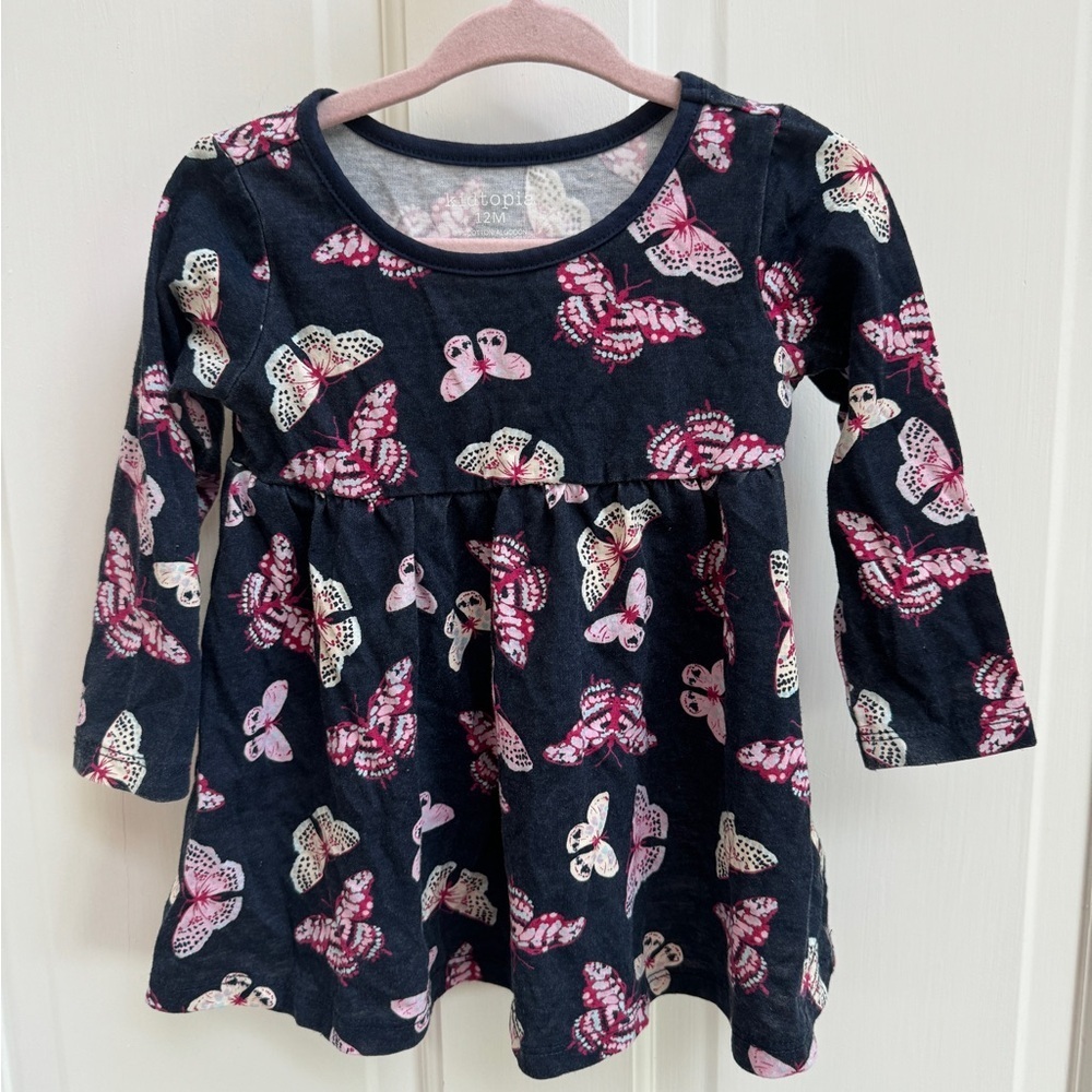 Kidtopia 12M Blue Multicolored Girls Long Sleeve Dress